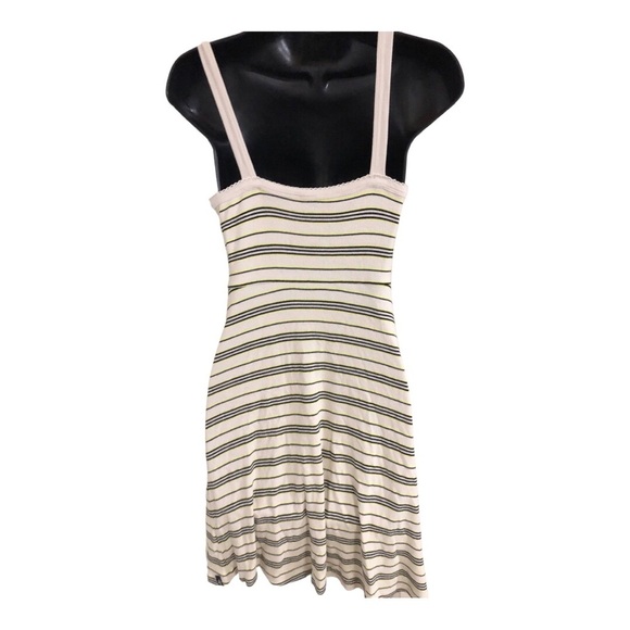 Volcom soft knit neon green black stripe skater style fit & flare dress size S - Picture 10 of 10